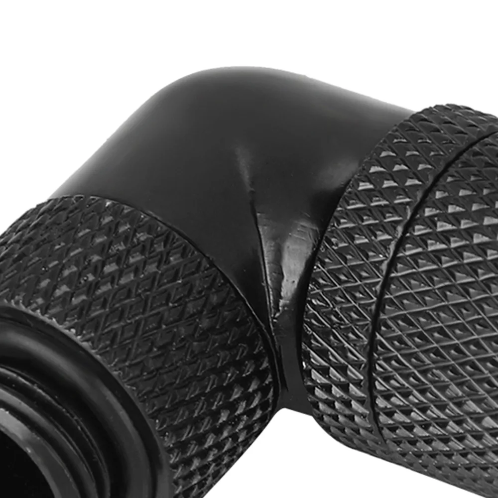 Durable G1/4 Water Cooling Fitting 90° Right Angle Leak Proof Right Angle Elbow Black Thin Tube Fitting PC Cooling System