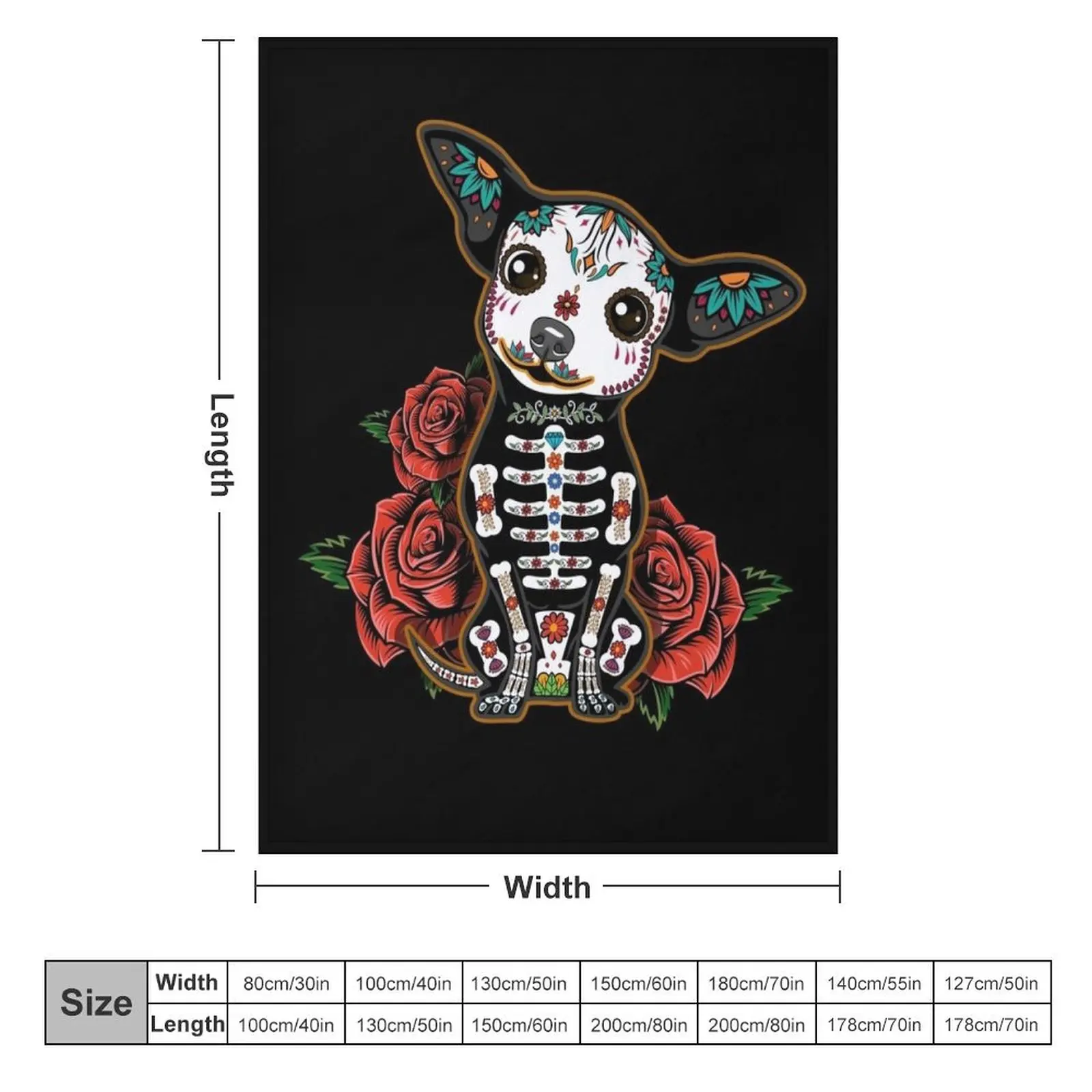 Chihuahua dia de los muertos day of the dead Dog sugar skull Throw Blanket blankets ands anime cosplay anime Blankets