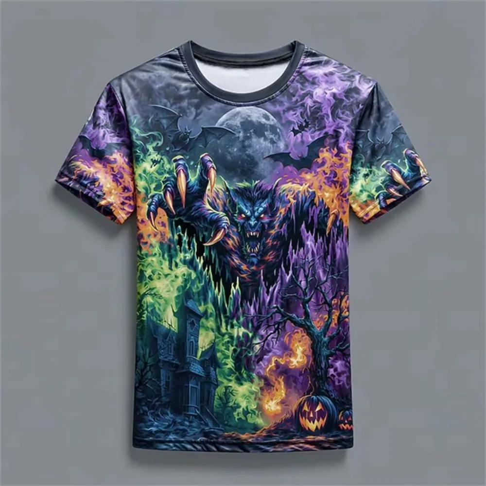Halloween-Kürbis-Strohmann-Bier-3D-Druck-Herren-T-Shirt, modische Party-Atmungsaktive, schnell trocknende Outdoor-Sport-Cosplay-Kleidung – Detail 6