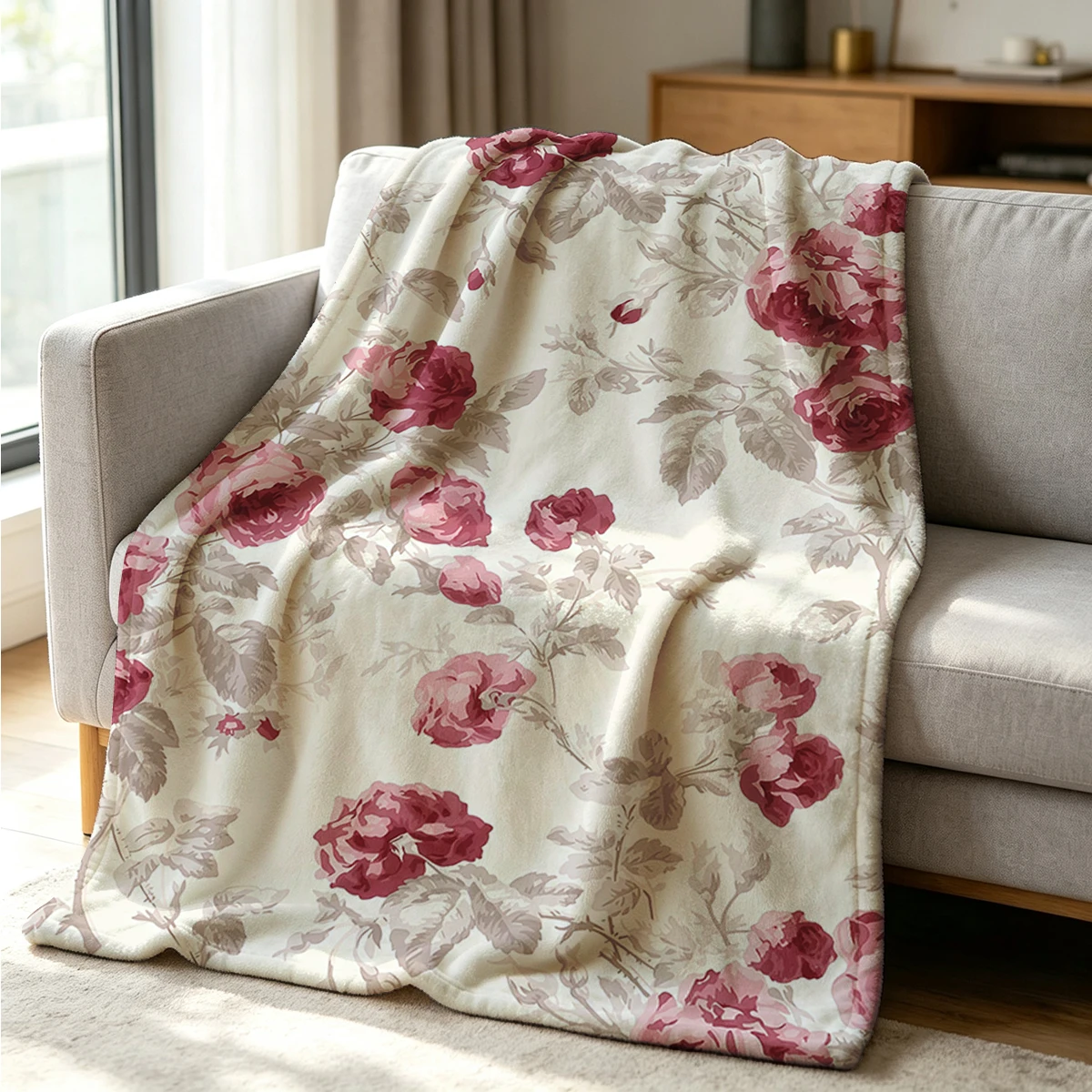 Vintage Bloom Blanket Soft Cozy Throw for Sofa Bed Festive Holiday Decor Gift for Kids and Adults,Lightweight and Warm