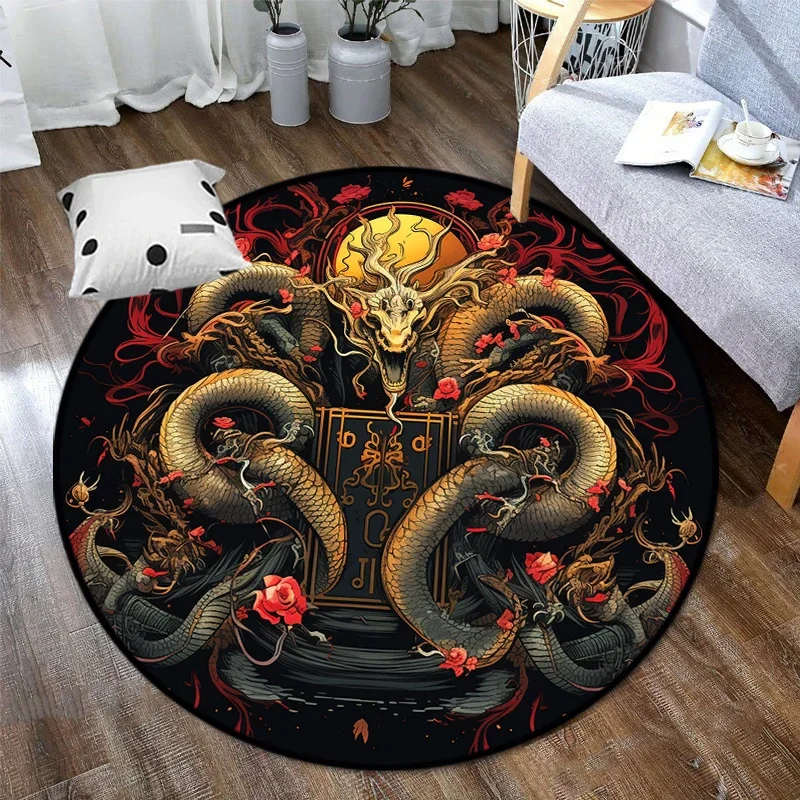 Chinese Dragon or Mythical  Circular carpet  Art Print Round carpets Yoga Mat Living Room Bedroom non-slip Rug