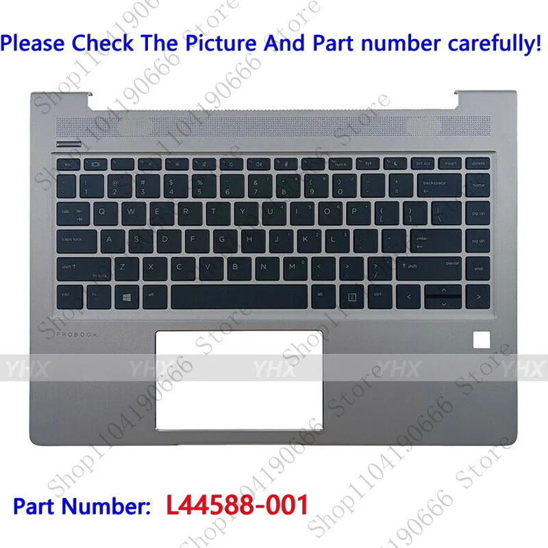 

Notebook computer components New Palmrest Upper Case w/US Backlit Keyboard For HP Probook 440 G6 L44588-001.