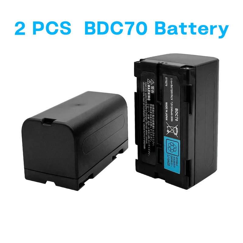 Black D70270 2PCS BDC70 Battery For Sok CX/RX-350 OS/ES For Top Total Station 7.2V 5240mAh Rechargeable Li-ion Battery