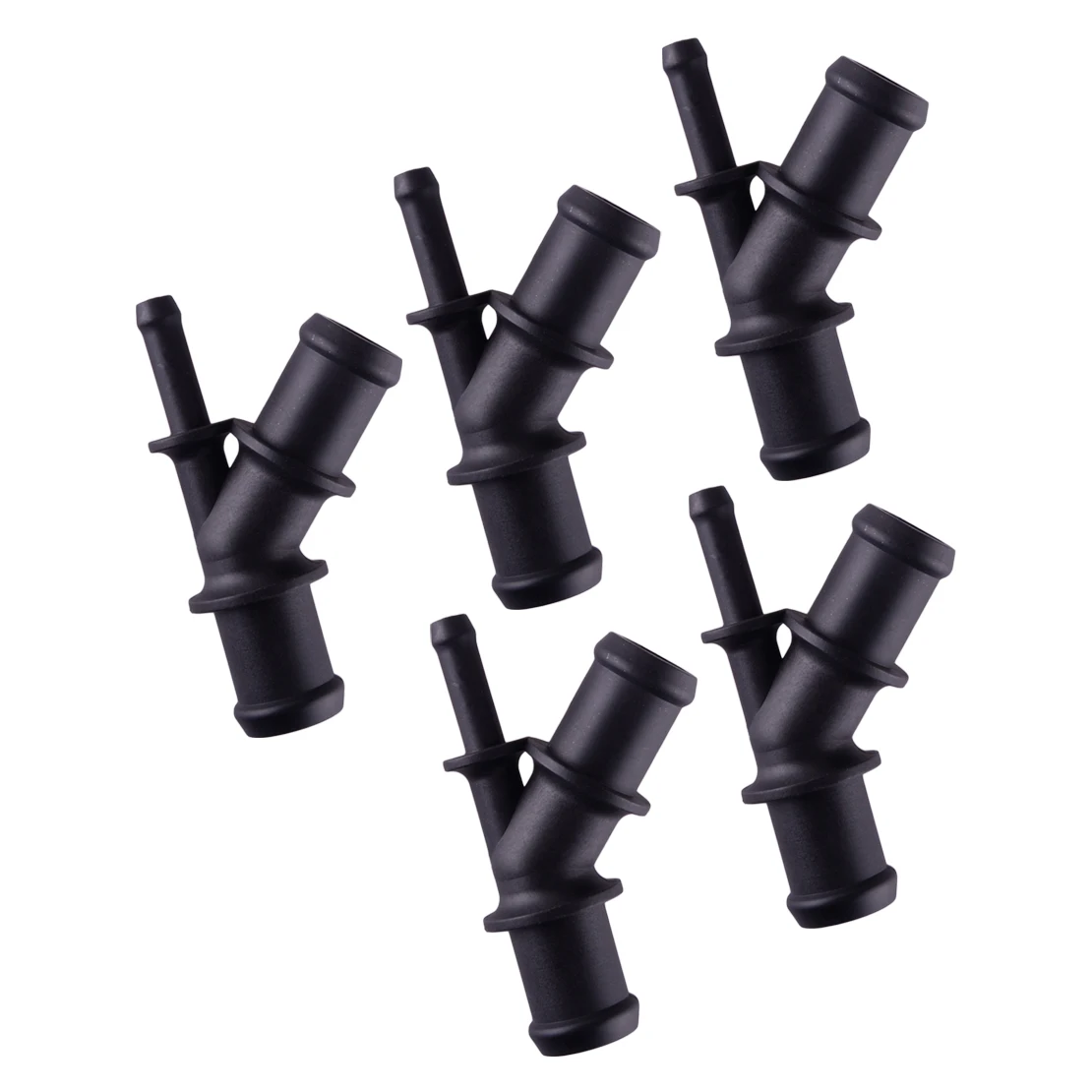 5Pcs Universal Car 3 Way Y Heater Hose Fitting Pipe Barb Water Connector Adapter Black Plastic