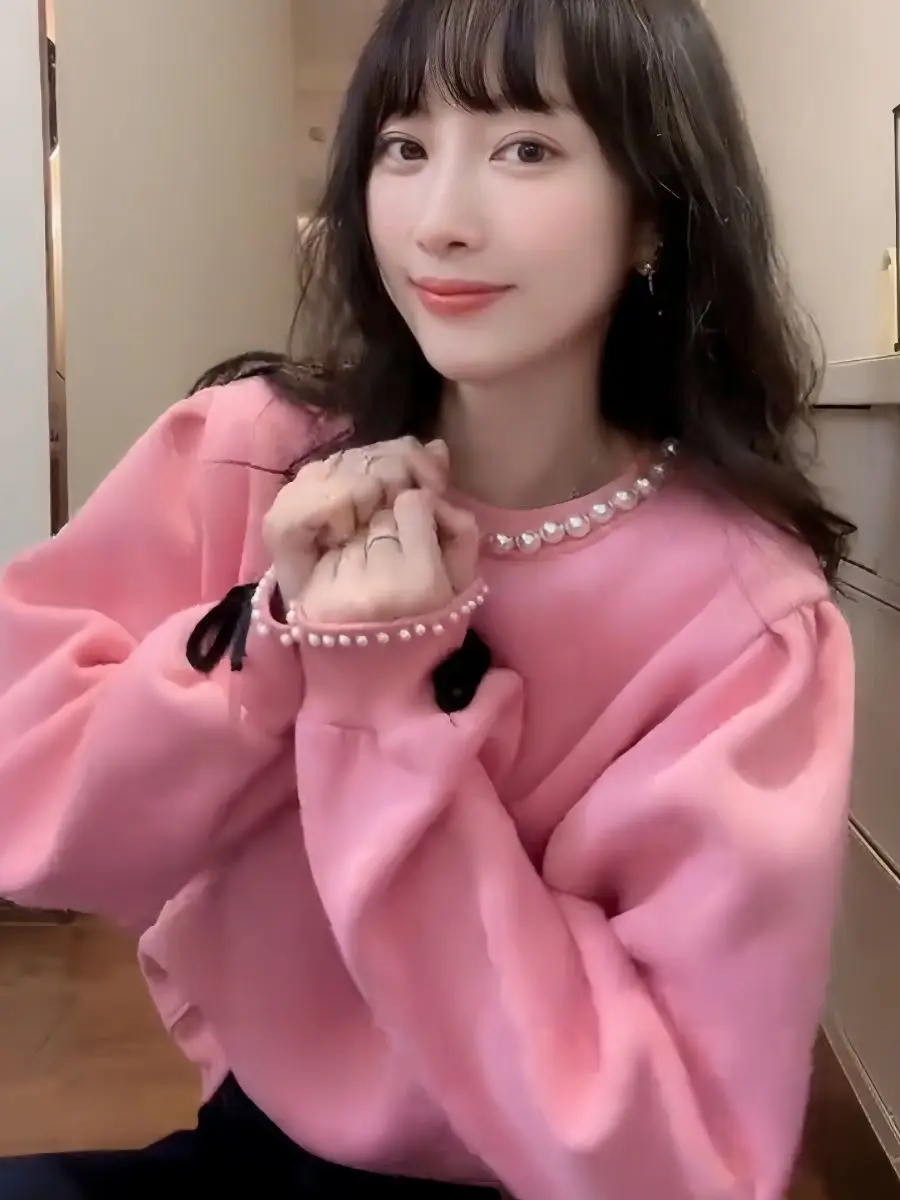 

Толстовки, флисовая женская одежда для девочек, одинаковые французские махровые жаккардовые рваные мягкие домашние костюмы в стиле гранж, эластичная Bf для подростков Y2K