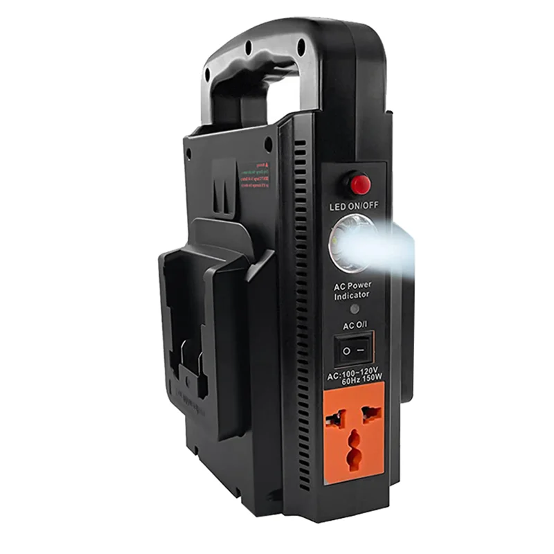 

150W Portable Power Supply Inverter for 18V Lithium Battery, 2-Channel Power Generator USB Power Station US Plug