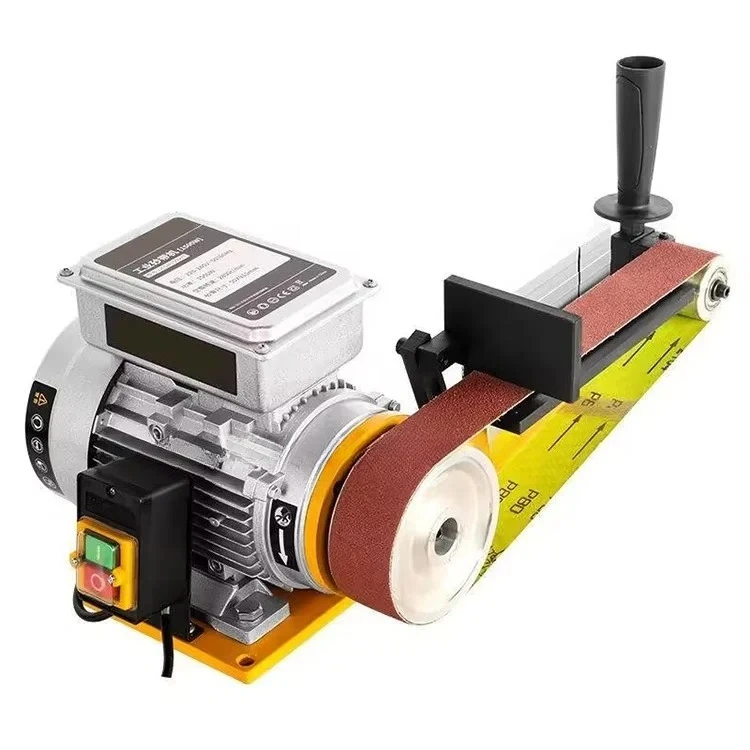 Smerigliatrice da banco per lucidatura a nastro abrasivo da 50 mm per molatura di legno, metallo, alluminio, verticale, 220 V