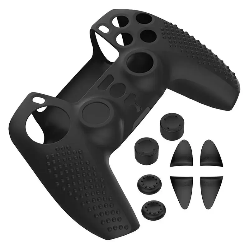 Silicone Cover ForPS5 Edge Gamepad Controller With 6 Thumb Grip Caps Anti-Slip Dust Proof Prevents Fingerprint Protector Case