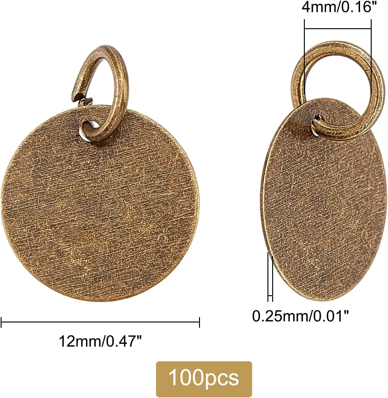 100pcs Brass Stamping Blank Tag Pendants Charms Flat Round Metal Bronze Dangle Charms for Bracelet Necklace Jewelry