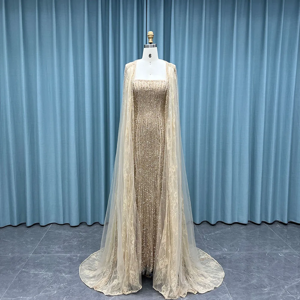 

YQLNNE Элегантное Дубайское платье телесного цвета с кристаллами и бисером, длинное кружевное тюлевое женское вечернее платье русалки, Vestido De Noche
