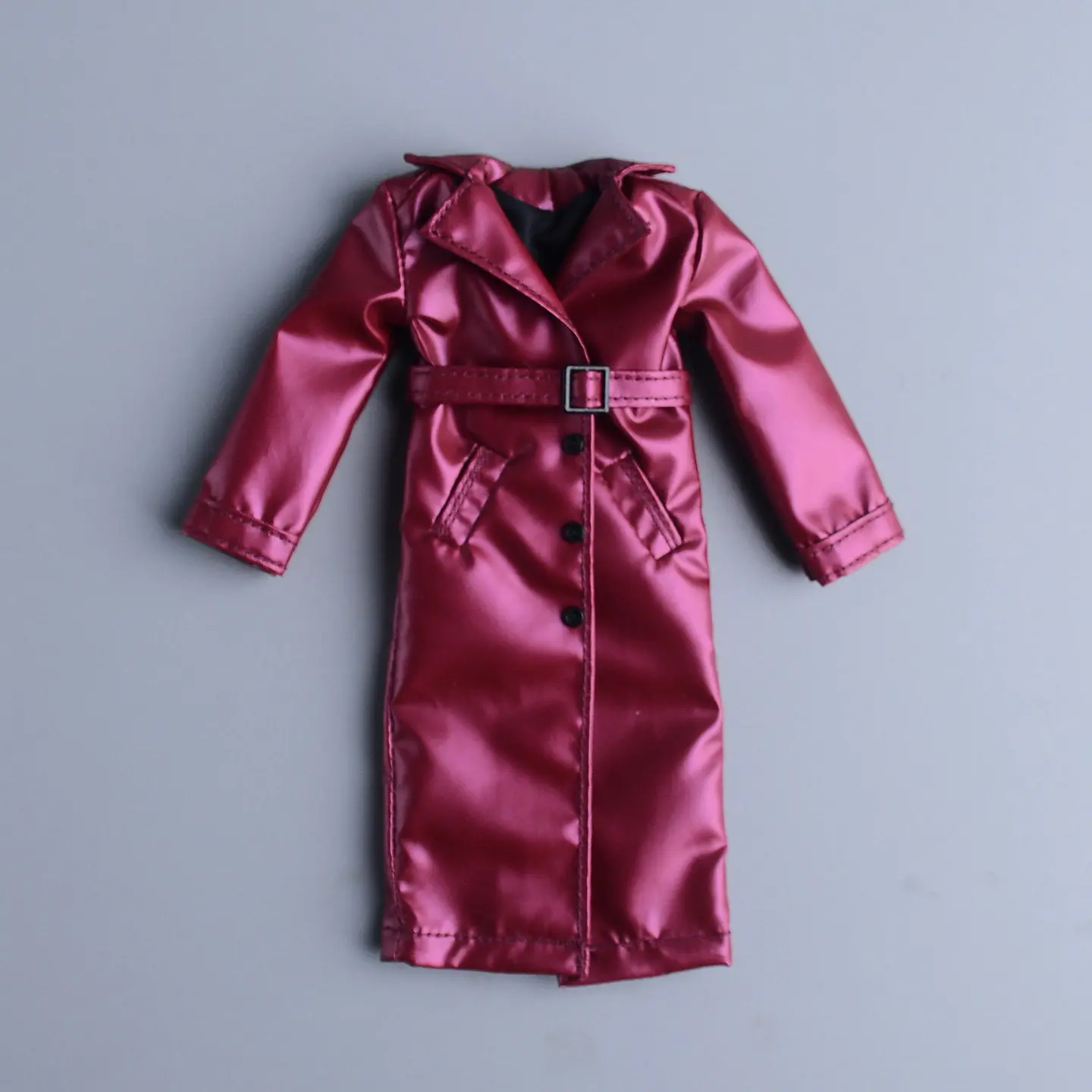 

【Clothing Only】Handmade 1/12 Scale Basic Versatile Classic Glossy Long Windbreaker For 6inchs Male Action Figures Body