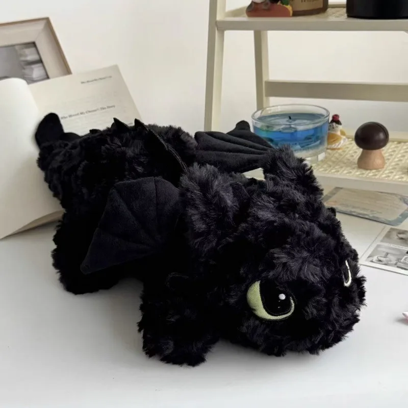 Nuevo muñeco Kawaii de 50/70cm sin dientes, pequeño dragón volador negro, juguete de peluche, almohada para dormir para niñas, regalo de cumpleaños, regalo de Navidad