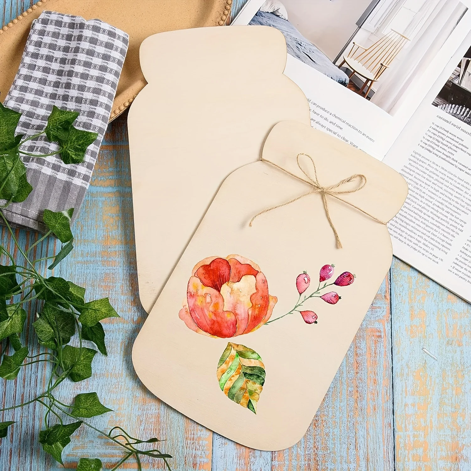 10pcs Wooden Mason Jar Cutouts Unfinished Wood Craft Cutouts Natural Blank Wooden Mason Jar Shape Slices Ornaments for DIY Craft