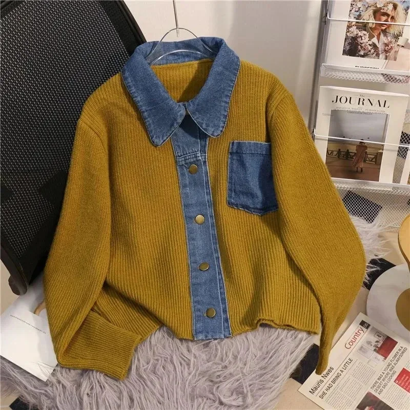 

Весенне-осенний кардиган-свитер, женская куртка 2026Новое однобортное вязаное пальто с длинными рукавами, женское повседневное пальто, женское
