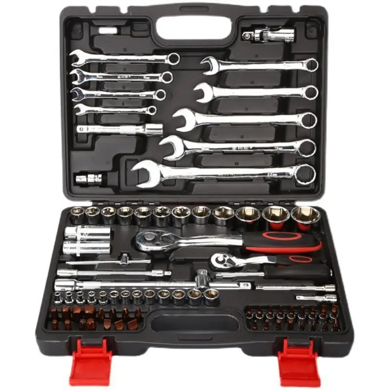 

Repair tools full set of 82 pieces sleeve ratchet wrench combination dual-purpose wrench hardware tool box