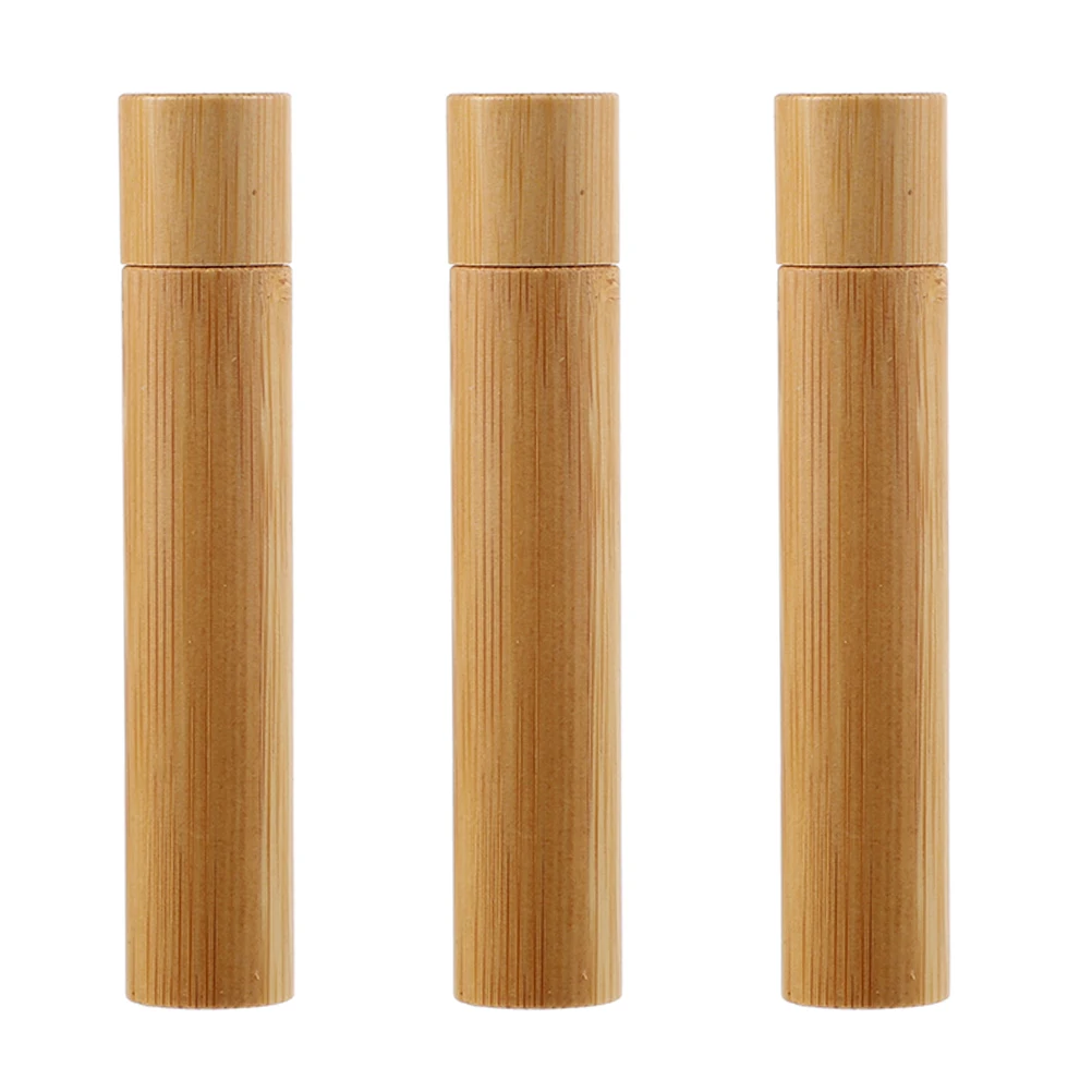 Botellas con rodillo de aceite esencial, carcasa de bambú, 10ml, a prueba de fugas, rellenables, contenedores de Perfume para aromaterapia de viaje, 3 uds.