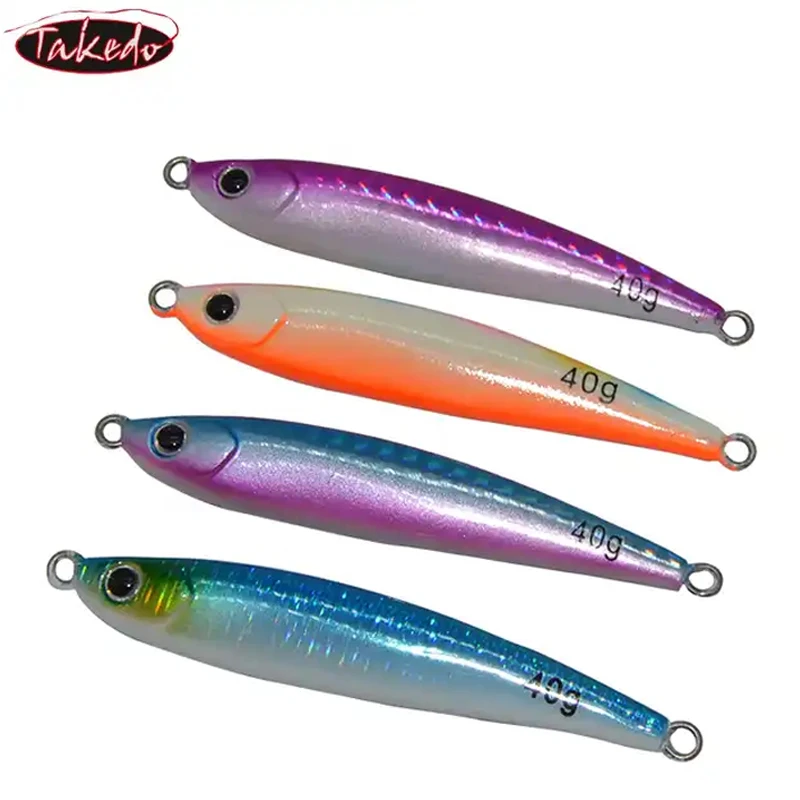 TAKEDO-Luminous Belly Metal Jigging Lure, Fast Sinking Fishing Lures, Artificial Bait for Tuna Bass Flatfish, 40g, 7.5cm