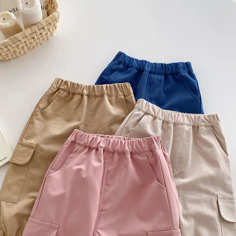 9M-5T Toddler Girls Boys Harem Pants Simplicity Big Pocket Elastic Waist Cool Cargo Pants for 5 Years Baby Trousers