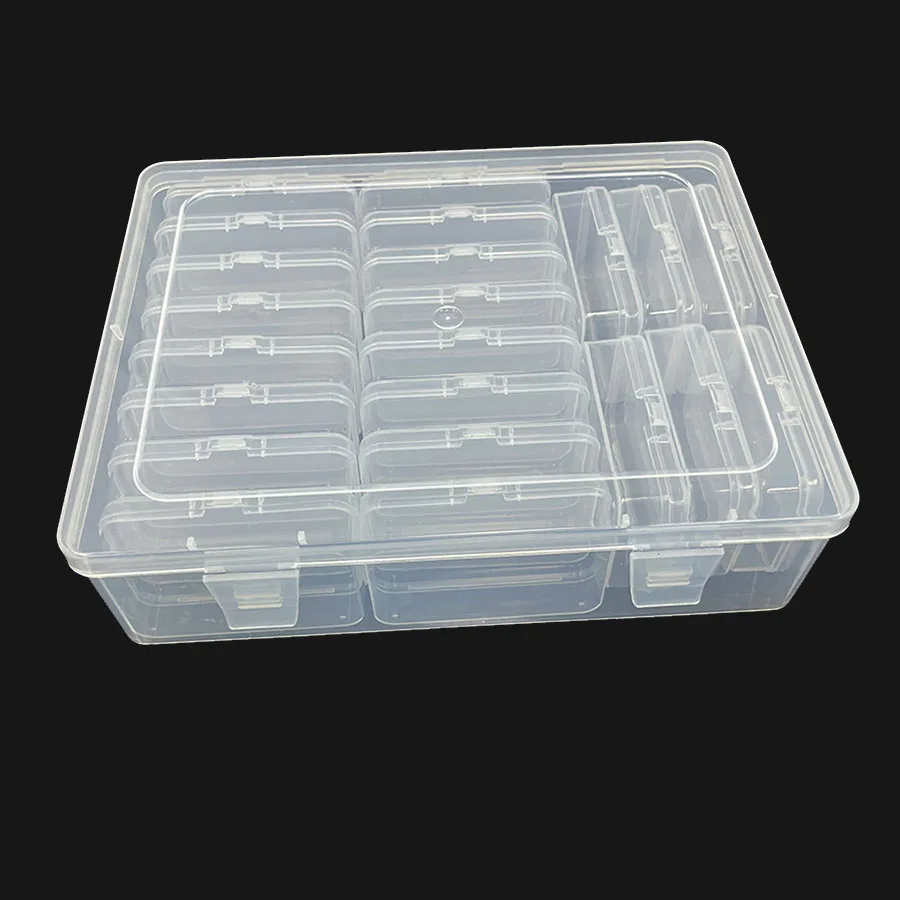 22-cell detachable PP transparent plastic storage box Jewelry tools plastic box DIY beaded nail nail box