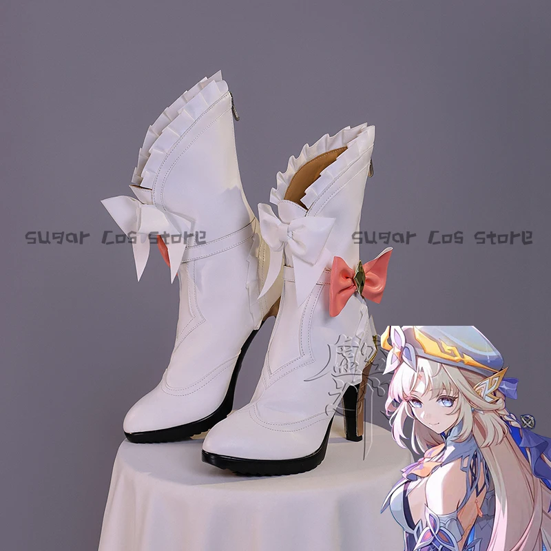 أحذية جينشين إمباكت نيكول رين التأثيرية أحذية أنيمي بيضاء من جلد البولي يوريثان للنساء والفتيات دعائم حفلات الهالوين