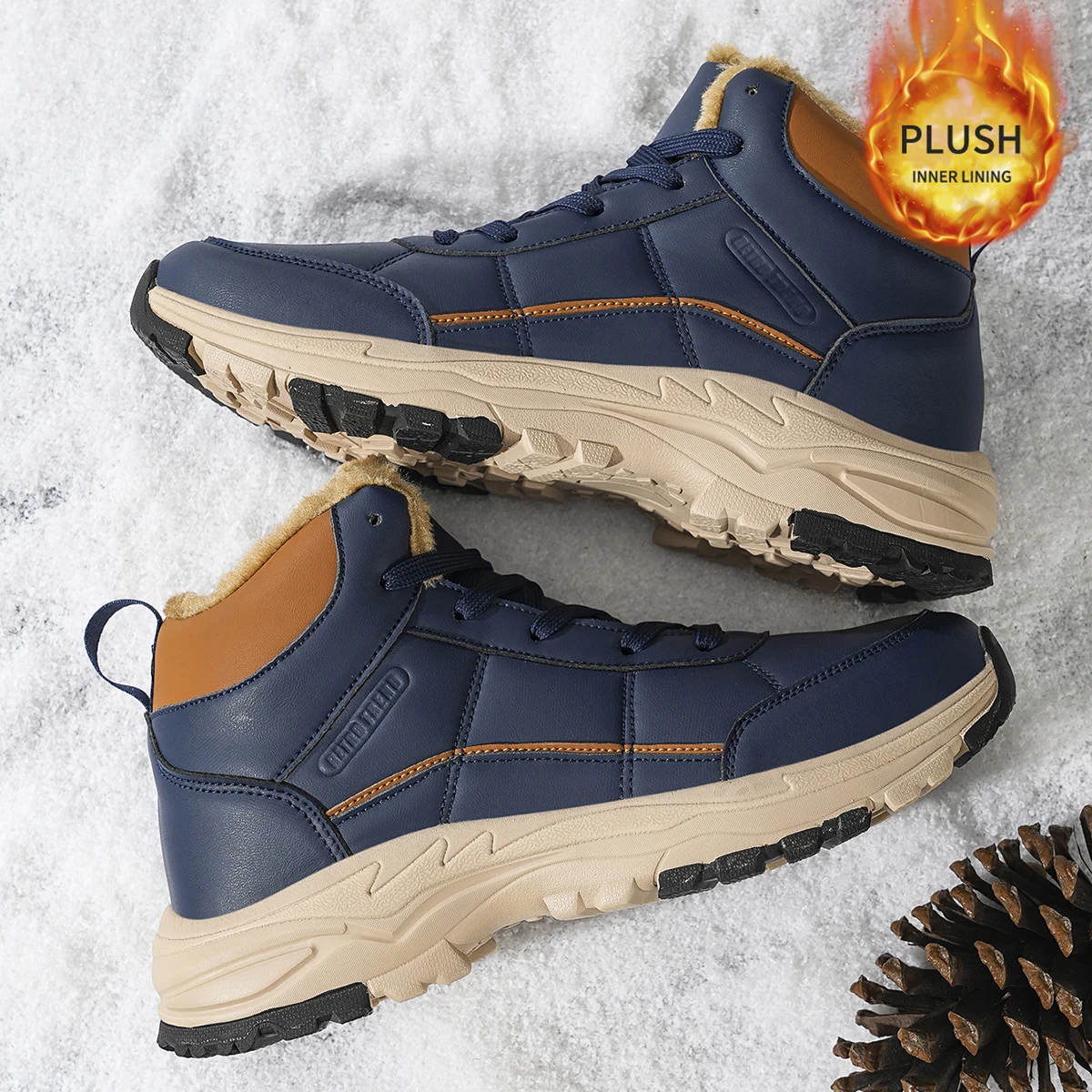 Herren-Sportschuhe in großen Größen mit Plüsch-Innenfutter, Outdoor-Wanderschuhe, bequeme, lässige, modische Trainingsschuhe für Paare – Detail 2