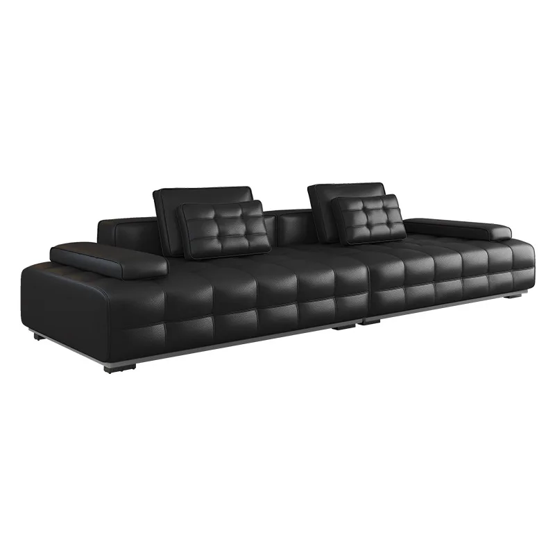 

Nordic style, ecological, leather, sofa, Italian style, light luxury, simple, straight row, piano keys