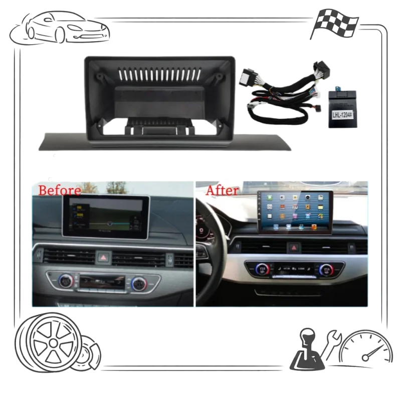 

9-дюймовый автомобильный рамочный адаптер для фасции Canbus Box для AUDI A4 (B9) 2015-2025 Android Radio Комплект панели для установки приборной панели