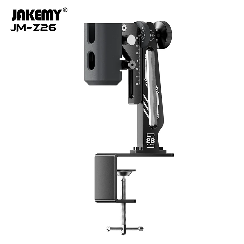 JAKEMY JM-Z26 360-Degree Ultrasonic Cutter Knife Aluminum Handle Multi-Angle Adjustable C-Clamp Support Stand for DIY Projects