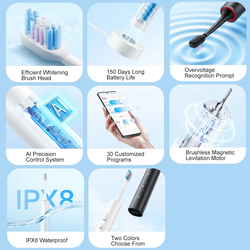 XIAOMI MIJIA T501 Sonic Electric Toothbrush Teeth Whitening Ultrasonic Toothbrushes IPX7 Waterproof Toothbrush USB Rechargeable