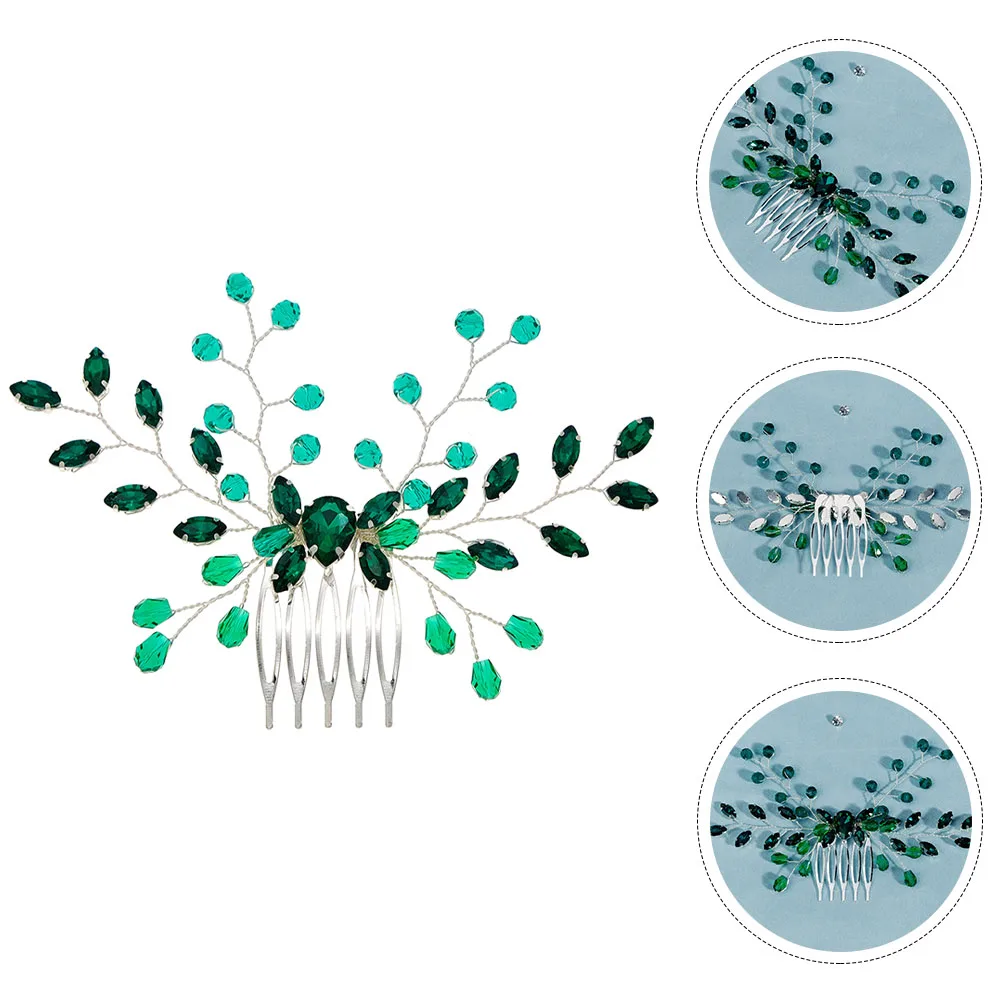 

Delicate Green Crystal Hair Comb Rhinestone Bridal Accessory for Wedding Party Girls Headpieces Stylish Gift Girl Headpiece