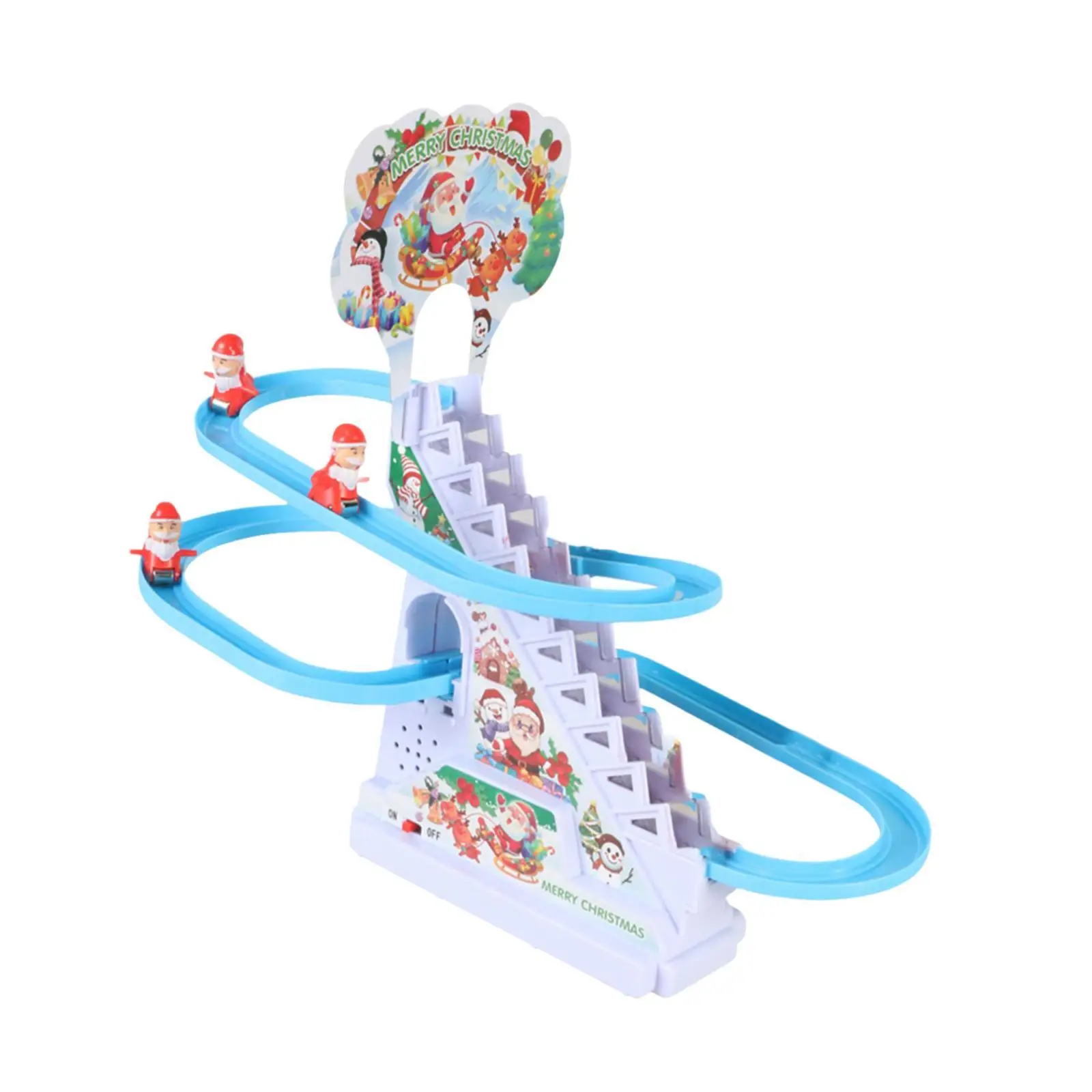 Santa Climbing Stairs Slide Toy for Kids LED Music Race Track Set Montessori Interactive Learning Toy Gift for Boys Girls