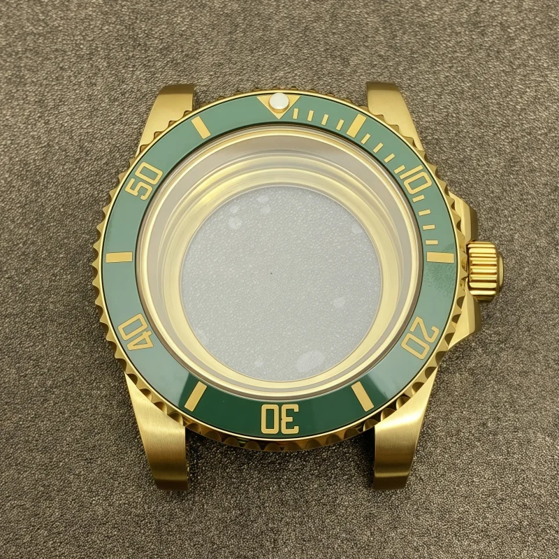 Accesorios para caja de reloj con movimiento NH35, caja de acero inoxidable dorada completa, caja de cristal de zafiro de 40MM