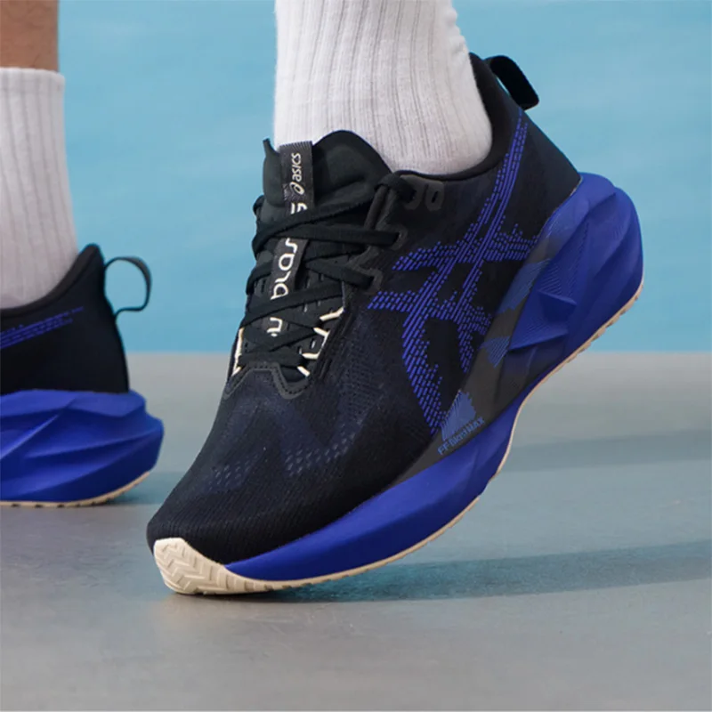 Asics NOVABLAST 5 Black Royal Blue Breathable Mesh Lightweight Cushion Marathon Running Shoes 1011B974-004