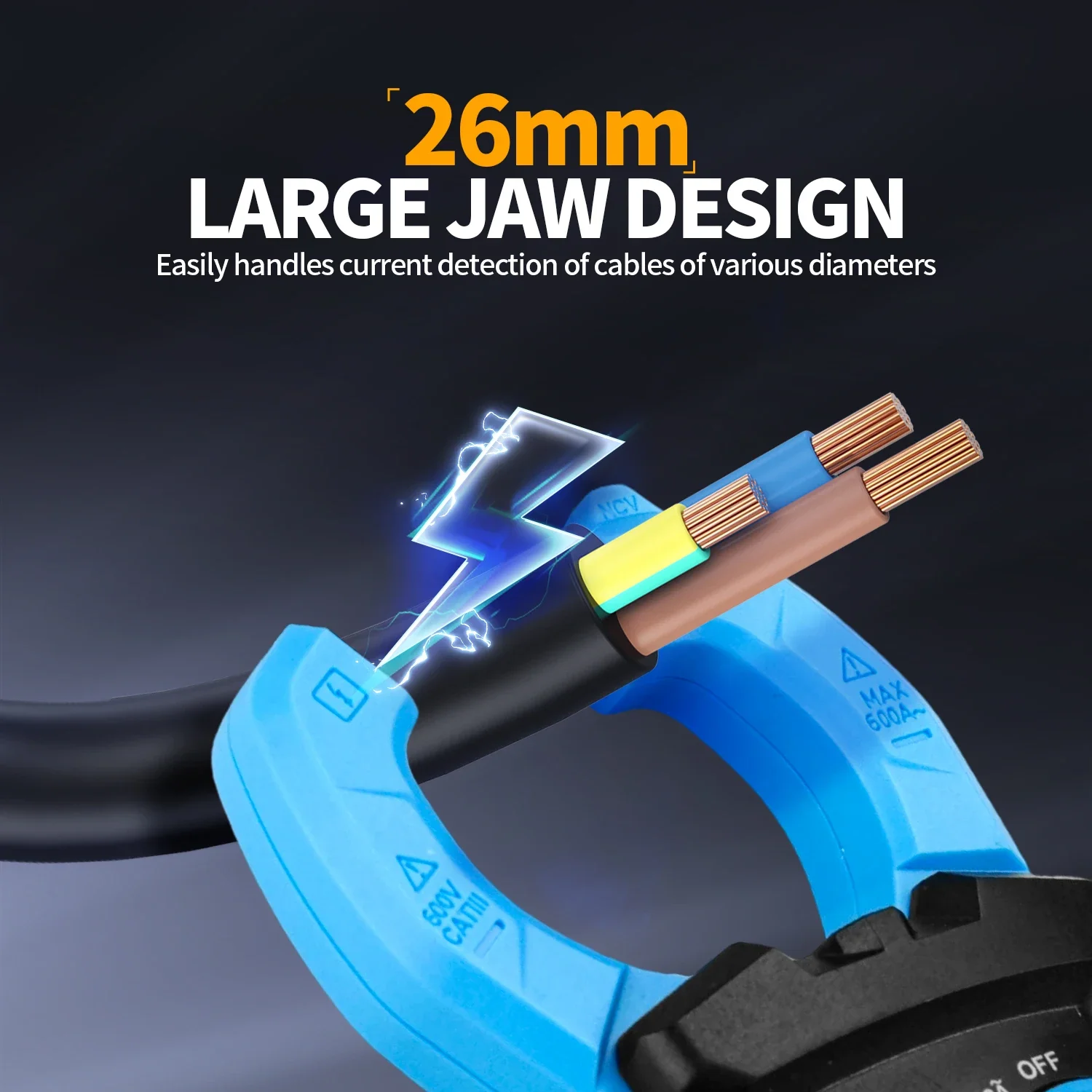 FNIRSI MC-40 Digitales Zangenmessgerät AC DC Spannung 600 V AC 600 A Stromtester Diode NCV Ohm Test 6000 Zählungen True RMS Auto Range