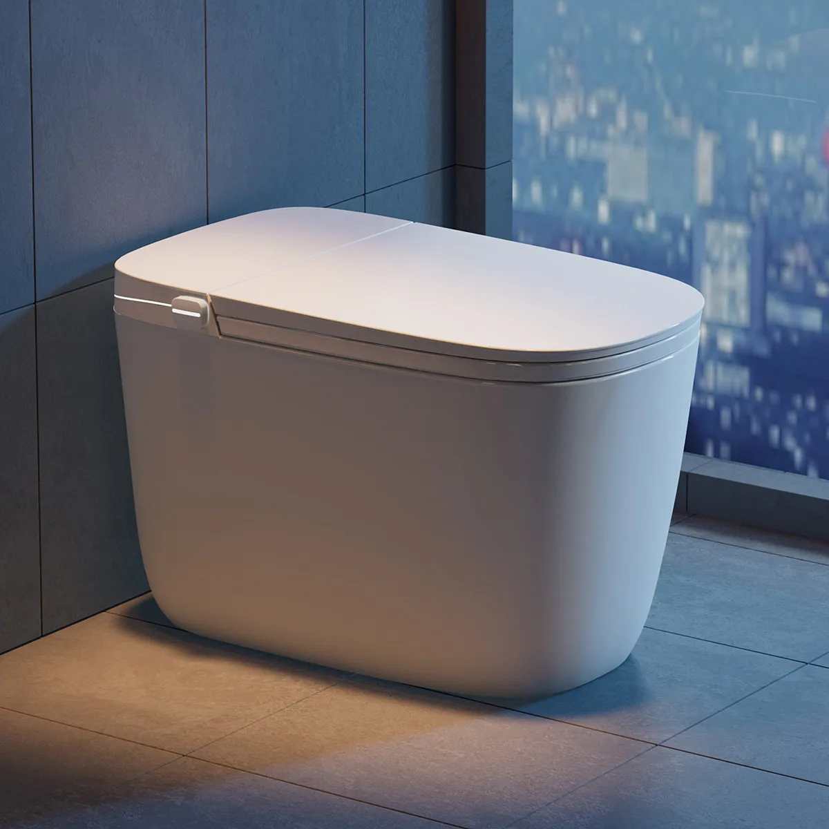 

Simple Modern Bathroom Automatic Fliping Soft-Closing Intelligent Bidet Toilet Foot Sensor Flush Smart Toilet