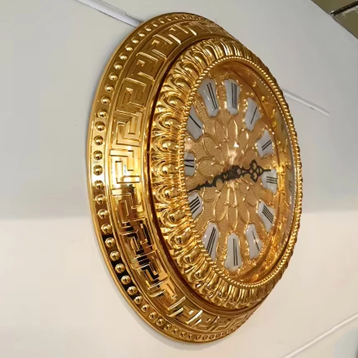 Wall Clock Luxury Home Decoration Design Style Living Room Large Brass Custom 24K Golden Wall Clock