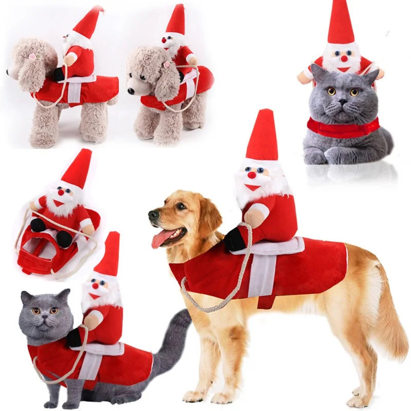 Pet Christmas Red Riding Dress Warm Apparel Party Dressing up Cosplay  Funny Clothing for Small Large Dog Outfit Supplies