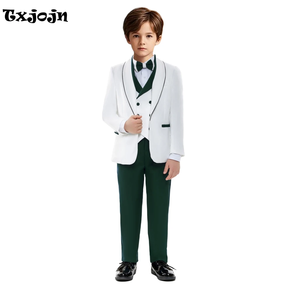 

Fast Ship Green Boys Regular Kids Suit Set In Stock Handsome Boy's 4 Pieces Jacket Vest Pants Bow Tie For Wedding Birthday Party