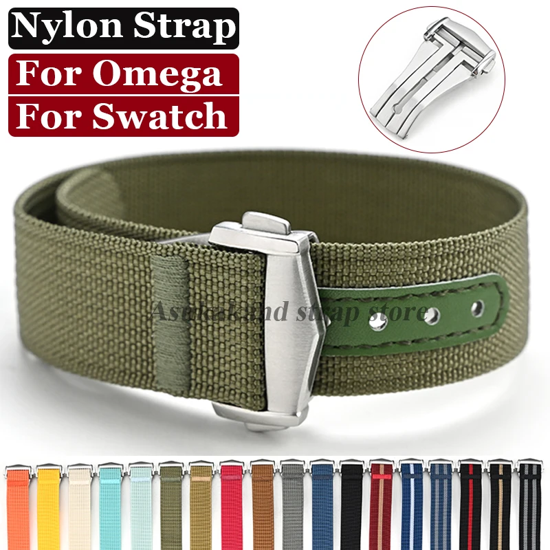 Quality Nylon Watch Strap 20mm 22mm for Omega for Swatch Bands Folding Buckle Waterproof Watchband Women Men Belt Accessories