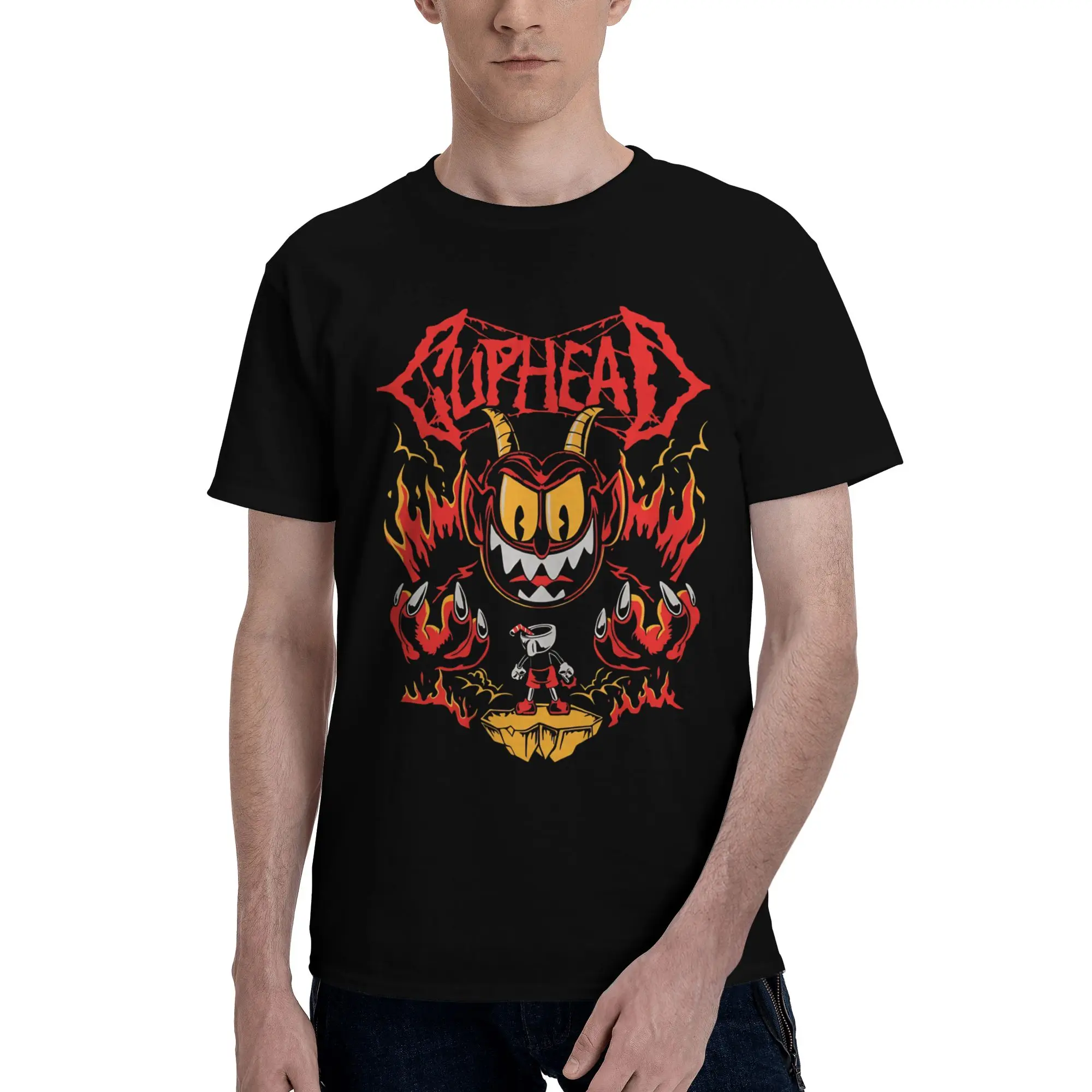 Cuphead and Mugman cup mug Tee Shirt for Men Women Printed T Shirts  Cotton Clothes
