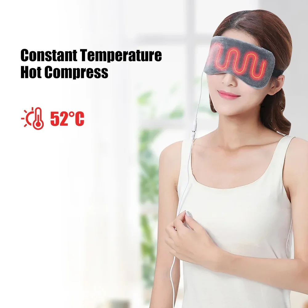 Heated Eye Mask USB Reusable Blindfold Steam Sleeping Eye Mask Patch Hot Steam Fatigue Relief Sleep Ant Dark Circles Aging