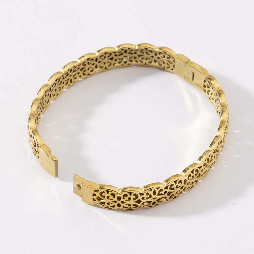 LUIZADA Vintage vergoldetes Armband für Frauen, Edelstahl, Luxus-Armreif für afrikanische Hochzeit, neue exquisite Braut, Verlobung – Detail 11