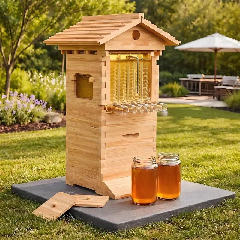 Self-Flow Beehive Kit with Observation Window and Honey Spout