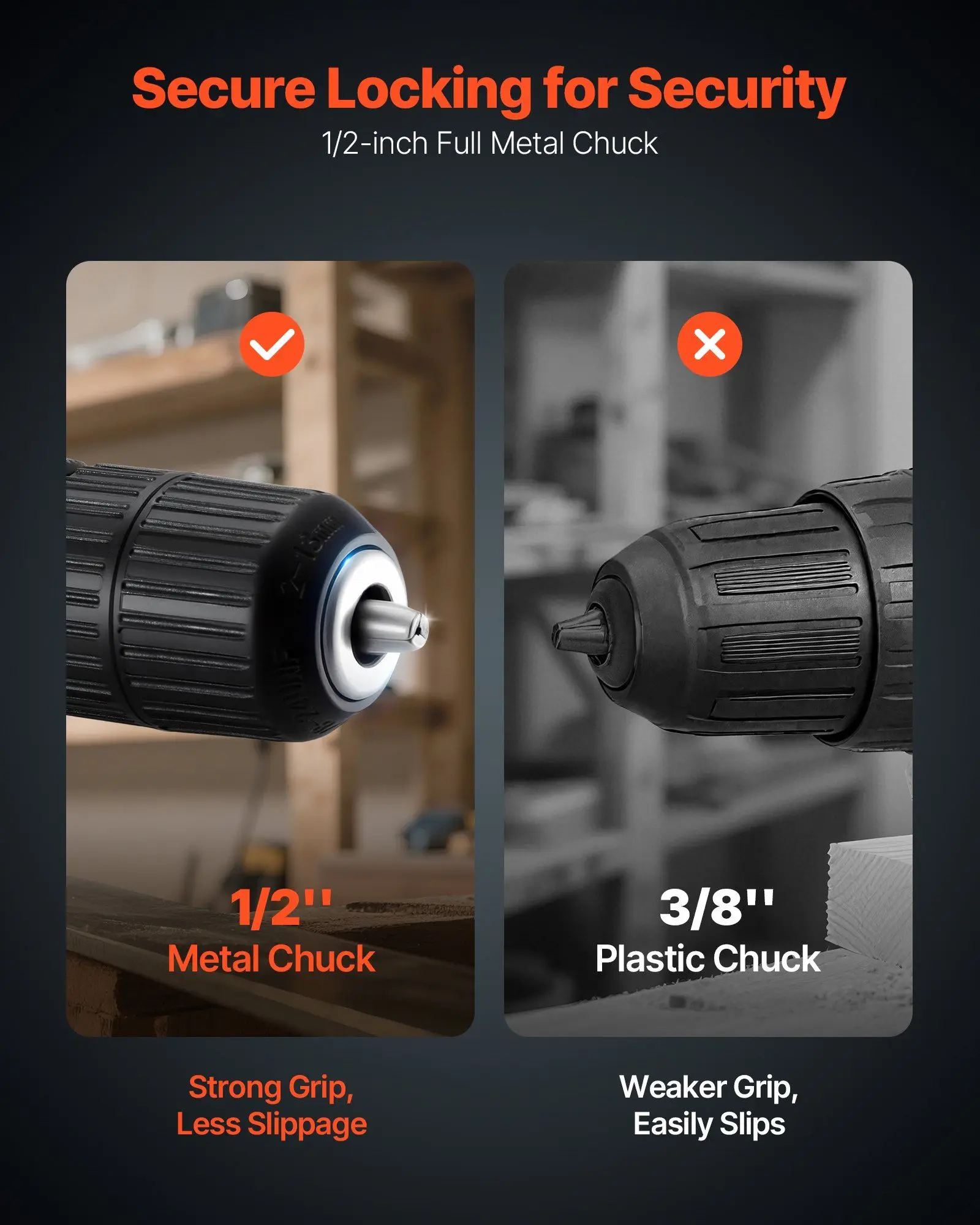 Chave de broca sem fio 1/2 "mandril de metal 0-1800 rpm com clipe de cinto de carregador de bateria para tarefas de condução de parafuso de perfuração de madeira e metal