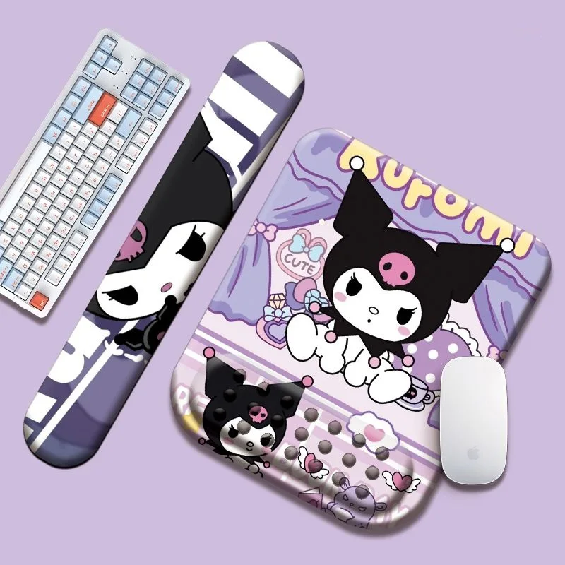 Sanrios Cute Kuromi Wrist Guards Mouse Hand Rest Cartoon Girls Study Office Silicone Soft Small Non Slip Computer Wrist Pillow