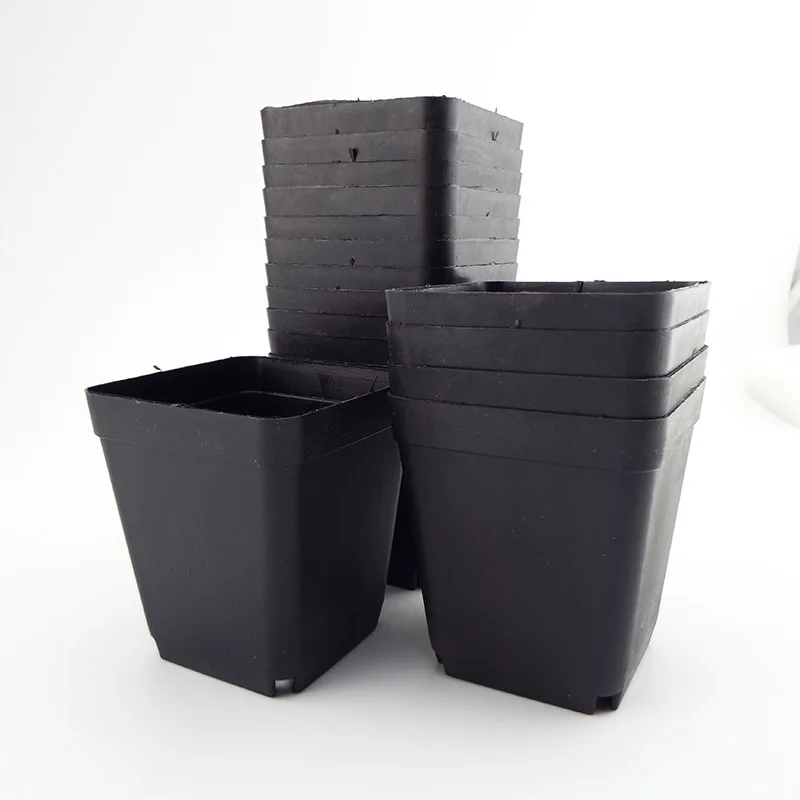 7cm Gardening Plastic Black Color Flower Pots Planters Creative Small Square For Succulent  Plants Vegetable F1