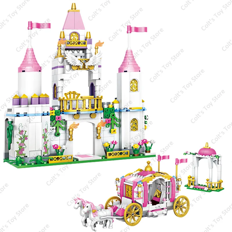 2024 Princess Building Blocks Girl\'s Fairy Castle House Blocks Classic Dream Carriage House Model Figures Kid Toy Birthday Gifts