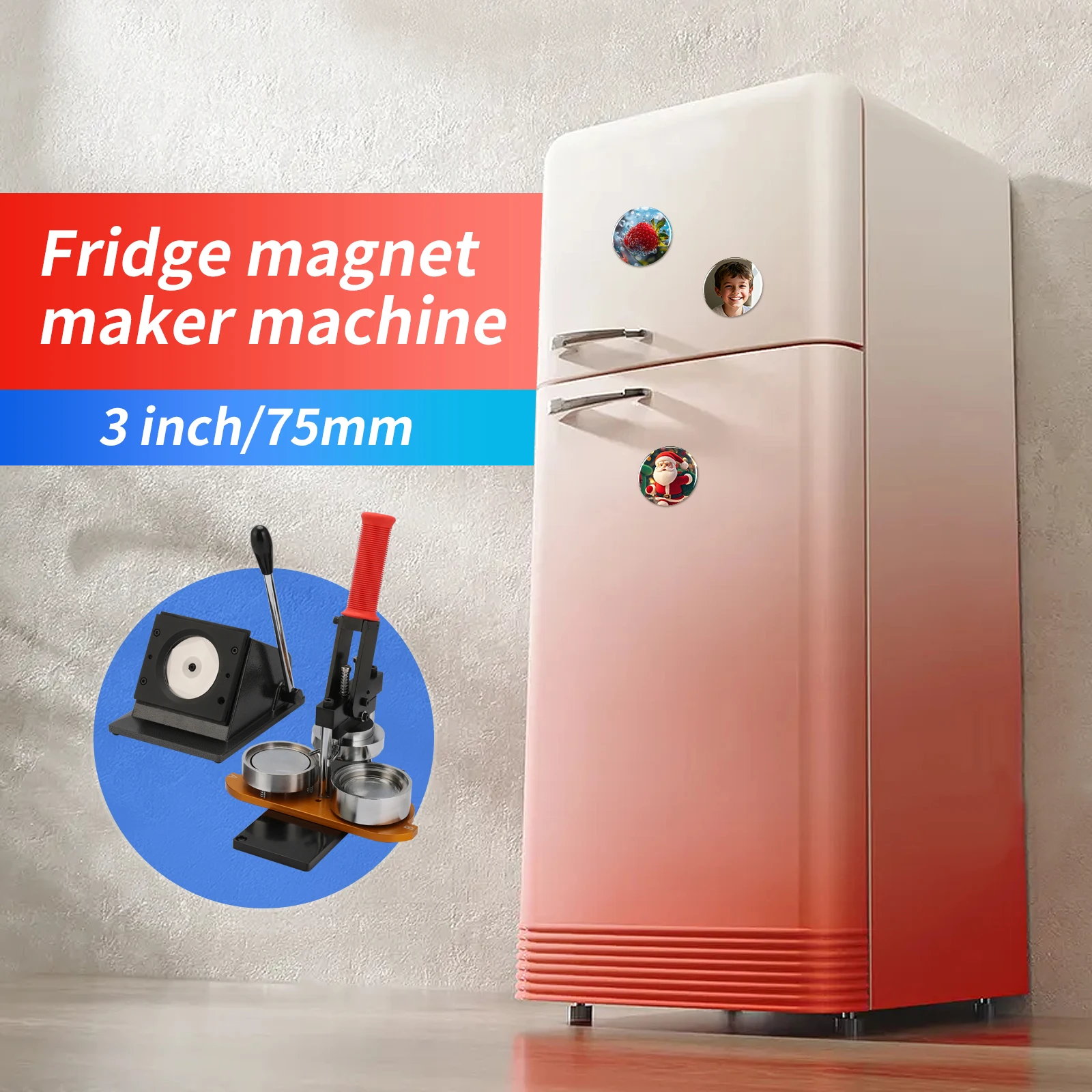 

3-Inch Badge Button Press, Badge Pin Press Machine A Device for Making Magnets/Bottle Openers/Mirrors, a Durable, Lightweig