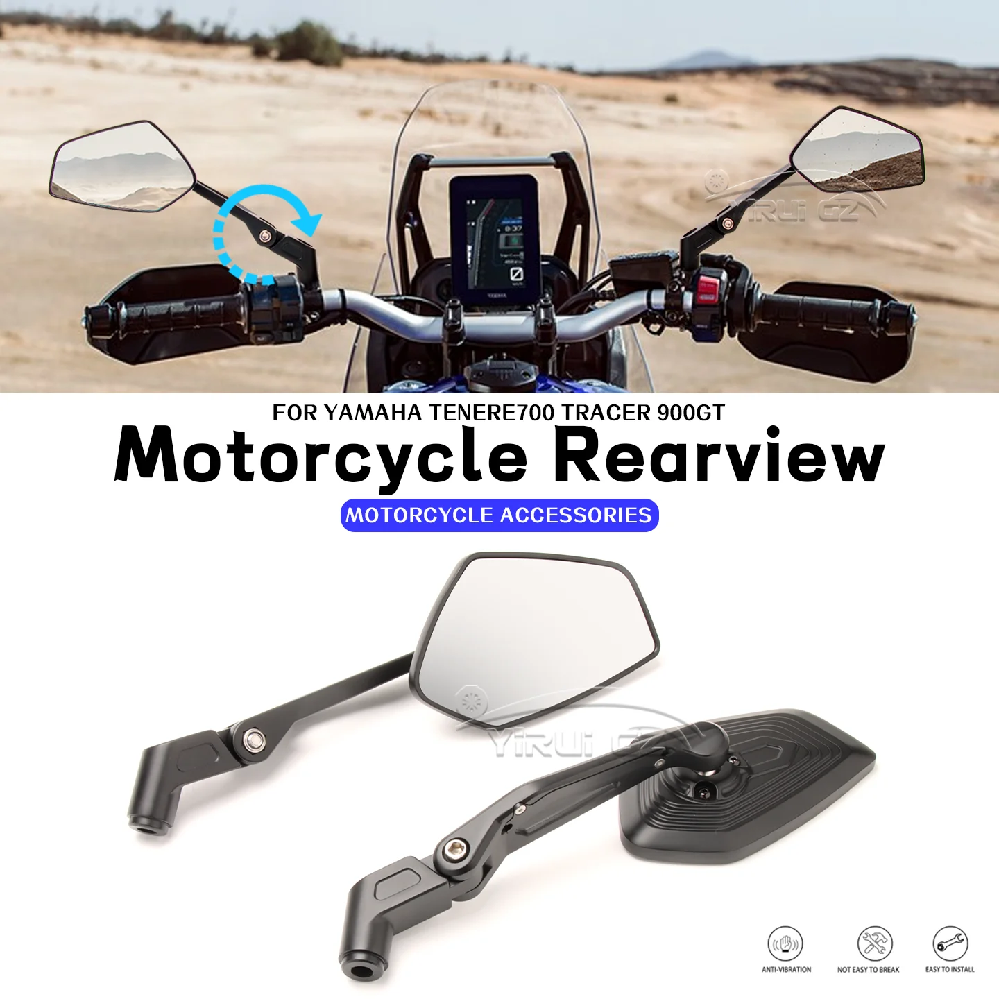 Motorcycle Rearview Mirror For YAMAHA TENERE700 TENERE 700 Tracer 900GT Aluminum Adjustable Side Rear View Mirrors Tracer 900 GT