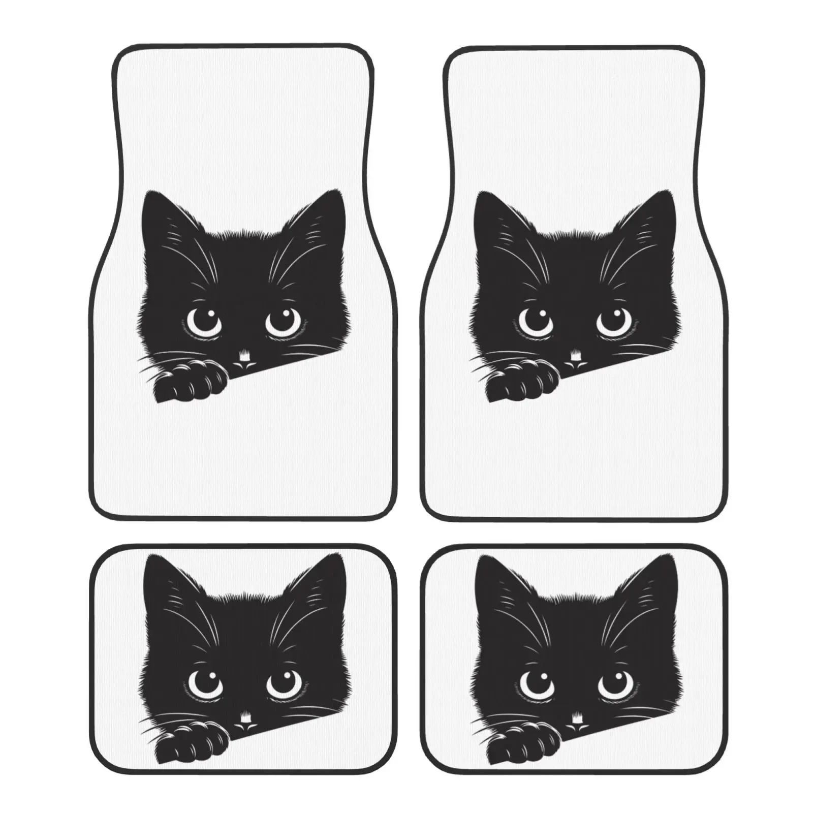 Retro Cartoon Cat Print 4-piece Car Floor Mat Suitable for All Car Interiors Men's and Women's Universal Car Floor Mats